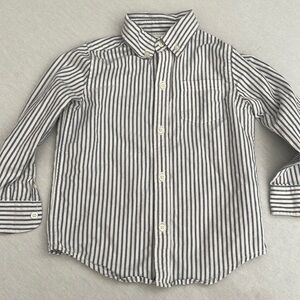 Janie and Jack Oxford Dress Shirt Blue white stripe  Size 3 button down